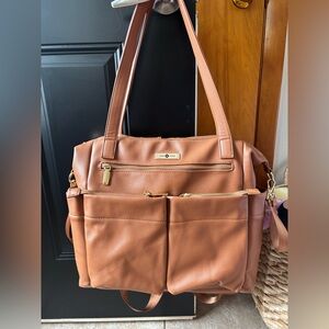 Brown Leather miss fong diaper bag